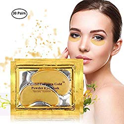 24k Gold Eye Pads-30 Pairs Collagen Eye Mask Powder Crystal Gel For Anti-Aging & Moisturizing Reducing Dark Circles, Puffiness, Wrinkles by INSANY