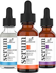 ArtNaturals Anti-Aging-Set with Vitamin-C Retinol and Hyaluronic-Acid – (3 x 1 Fl Oz / 30ml) – Wrinkle Remover Face Serum for Age and Dark Spot Corrector – All Natural and Moisturizing Facial Oils