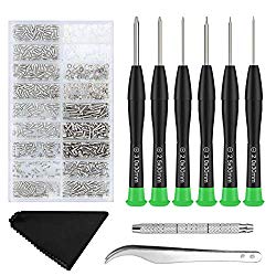 Eyeglass Repair Kit, Sunglasses Repair Kit with 6Pcs Precision Screwdriver Tool Set, 1000PCS Glasses Screw Kit and Tweezer for Sunglass,Spectacles,Watch and Other Small Electronics Repair