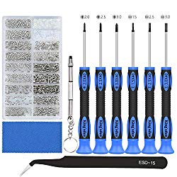 Eyeglass Repair Tool Kit, Kingsdun Glasses Precision Screwdriver Set with Eyeglass Screws Kit and Curved Tweezer in Assorted Size for Eyeglass, Sunglass, Spectacles & Watch Repair