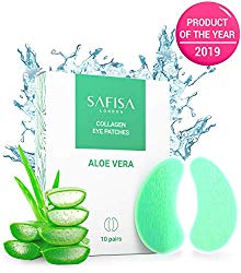 SAFISA Under Eye Patches | aloe vera gel under eye pads 10 pairs | under eye bags treatment, eye mask for puffy eyes, dark circles under eye treatment | anti-aging collagen eye mask | for women & men