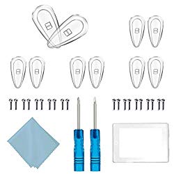 Soft Silicone Air Chamber Eyeglass Nose Pads, Eyeglass Repair Kit, Glasses Nose Pad, 5 Pairs of Screw-in 15mm Air Bag Glasses Nose Pad Set (Blue)