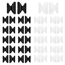Soft Silicone Eyeglass Nose Pads – 22 Pairs MAIYU Transparent and Black Silicone Non-Slip Adhesive Eyeglass Pads Nose Cushions for Sunglass Spectacles – 1.8 mm, Black and Clear