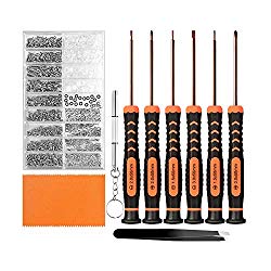 TECKMAN Eyeglass Repair Kit, Small Eyeglasses Screwdriver Tool Set with Assorted Tiny Screws,Nose Pads,Cleaning Cloth and Slant Tweezer for Jewelry,Glasses,Sunglass,Spectacles and Watches