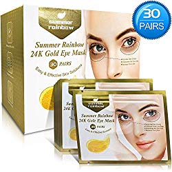 30 Pairs under eye patches, Summer Rainbow eye mask, Under Eye Bags Treatment, Dark Circles Under Eye Treatment, 24K Gold Eye Treatment Masks Anti-Aging for Reducing Dark Circles Puffiness Wrinkles.