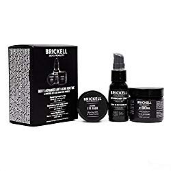 Brickell Men’s Advanced Anti-Aging Routine, Night Face Cream, Vitamin C Facial Serum and Eye Cream, Natural and Organic, Scented
