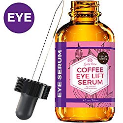 Coffee Eye Lift Serum by Leven Rose Pure, Organic, Natural Reduces Puffiness, Anti Aging, Brightens Tired Eyes 1 oz