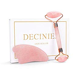 Deciniee Jade Roller and Gua Sha Tools Set – Anti Aging Rose Quartz Roller Massager – 100% Real Natural Jade Roller for Face, Eye, Neck – Beauty Jade Facial Roller for Slimming & Firming
