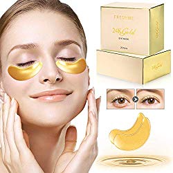 FRESHME Under Eye Mask - 20 Pairs Nano Gold Eye Pads Hyaluronan Eye Patches Treatment Masks with Rosa Rugosa Oil for Moisturizing Reducing Dark Circles Puffiness Wrinkles Gel Pad for Women & Men