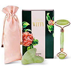 Jade Roller and Gua Sha Set – Real 100% Jade Roller for Face & Gua Sha Facial Tool – Face Roller – Face Massager for Wrinkles, Anti Aging Facial Roller Massager – Lymphatic Drainage Puffy Eye Massager