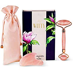 Jade Roller for Face and Gua Sha Set – Rose Quartz Roller & Gua Sha Facial Tool – Face Roller – Face Massager for Wrinkles, Anti Aging Facial Roller Massager – Lymphatic Drainage Puffy Eye Massager