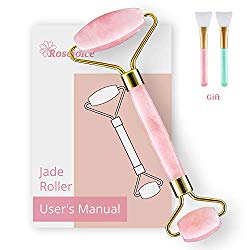 Rosejoice Pink Rose Quartz Jade Roller for Face- Face Roller for Eye Puffiness,Anti Aging,Gift for Women