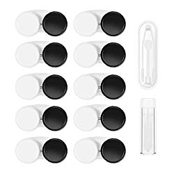 ROSENICE Contact Lens Cases 12 Packs – Tweezers and Applicator Included – Leak Proof, Big Size, One Year Supply – Contact Lens Remover Contact Lens Holder(Black White)