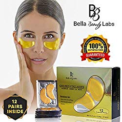 Under Eye Collagen Patches – Best Eye Treatment 24K Gold Collagens Mask – Anti-aging and Anti Wrinkle Effect – Reduces Puffiness and Dark Circles