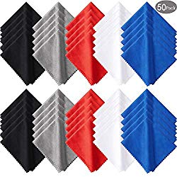 50 Pieces Microfiber Cleaning Cloths 7 x 6 Inch Screen Cleaning Cloths for Smart Phones Laptops Tablets Lens LCD Monitor TV Camera Eyeglasses Optical Cleaning Cloths