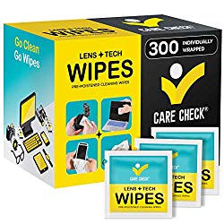 Care Check Lens Wipes, 300 Pre-Moistened Cleaning Wipes for Cameras, Laptops, Cell Phones, Eyeglasses, Other Screens and More