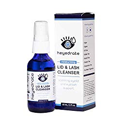 Heyedrate Lid and Lash Cleanser for Eye Irritation and Eyelid Relief, Gentle Hypochlorous Acid Eyelid Cleansing Spray (2 Ounce Glass Bottle)