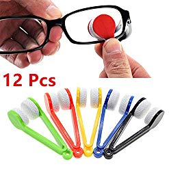 LERORO 12 Pcs Mini Sun Glasses Eyeglass Microfiber Spectacles Cleaner Soft Brush Cleaning Tool Mini Microfiber Glasses Eyeglasses Cleaner Cleaning Clip (Random Color)