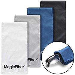 MagicFiber Microfiber Eyeglass, Sunglasses, Cell Phone Cleaning Pouch Case (4 Pack) – Premium Ultra Soft Storage with Cleaning Cloth Closure Flap