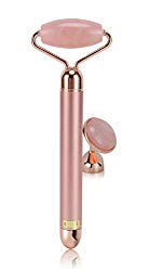 2-IN-1 Electric Jade Roller Vibrating Facial Roller & Face Massager, Rose Quartz