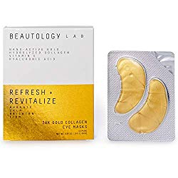 Beautology Lab Refresh and Revitalize 24K Gold Collagen Eye Masks – Natural Non-Toxic Under Eye Treatment – Brighten Dark Circles – Soothe Puffiness – Reduce Wrinkles (12 Pairs)