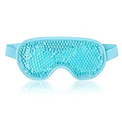 Cold Eye Mask for Puffy Eyes Reusable Cooling Eye Mask with Gel Bead for Hot Cold Therapy, Stress Relief, Migraine, Headache and Sinus Pain – Blue