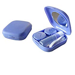 Contact Lens Case, 2 Pack Portable Contact Lens Box Kit with Mirror, Compact Soak Storage Kit for Travel (Purple)