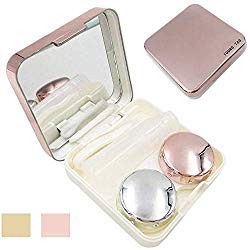 Contact Lens Case – Portable Contact Lens Kit for Travel & Home (Rose Gold)