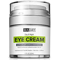 Eye Cream – Reduce Dark Circles, Puffiness & Under Eye Bags – Effective Anti-Wrinkles Treatment – Anti-Aging Eye Gel with Hyaluronic Acid, Gotu Kola Extract, Caffeine – Refreshing Eye Serum