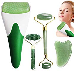 FIGHTART 4 in 1 ice roller jade roller gua sha facial eyes roller massage skin tool set face rollet eye body massager face tools