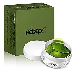 Hebepe Under Eye Patches(60 Patches), Matcha Green Tea+Collagen Eye Gel Mask, Anti Wrinkle, Cooling, Moisturizing, Rejuvenating Eye Treatment for Under Eye Bags, Puffy Eyes, and Dark Circles