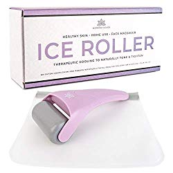 Ice Roller for Face and Body + Storage Bag – Anti-Aging Under Eye Depuffer Facial Massager for Bags + Inflammation – Helps Reduce Pores, Redness, Fine Lines, Wrinkles, Migraine Pain, Tension Headaches