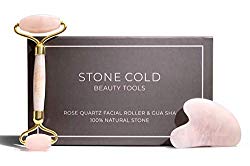 Rose Quartz Roller for Face-Natural Authentic Crystal-Jade Roller Gua Sha Alternative-Reduces Puffiness & Wrinkles-Anti Aging Beauty Massager for Eyes, Neck, Cheeks, Forehead-No Squeaking, Durable