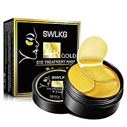 Under Eye Patches 24K Gold Collagen Eye Mask for Lightening Dark Circles and Eye Bags Reducing Wrinkles & Puffiness Gel Pads 30 Pairs