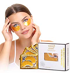 Under Eye Patches- Eye Mask for puffy eyes, dark circles – under eye gel Pads with hyaluronic acid -Collagen Serum for undereye Bags Treatment,Gold Anti Wrinkle pad,Natural Hydrogel sheet 15 pairs