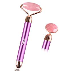 Upgrade 2 in 1 Electric Jade Facial Massager Roller, Vibrating Rose Quartz Eye Face Roller for Anti-aging Reducing Wrinkles Slimming and Firming Skin