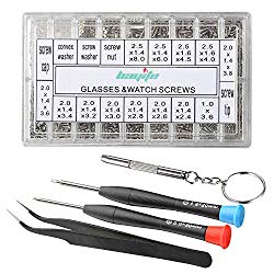 bayite Eyeglass Sunglass Repair Kit with Screws Tweezers Screwdriver Tiny Micro Screws Nuts Assortment Stainless Steel Screws for Spectacles Watch 1000Pcs