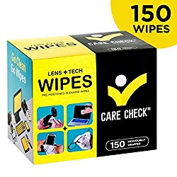 Care Check Lens Wipes, 150 Pre-Moistened Cleaning Wipes for Cameras, Laptops, Cell Phones, Eyeglasses, Other Screens and More