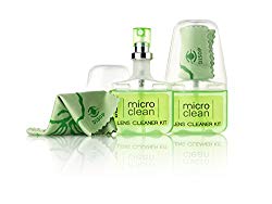 Glasses Cleaner with Microfiber Cloth, Travel Lens Cleaning Kit, Pack of 2 Sprays (Pocket Size 0.7 Fl. Oz.) Ammonia & Alcohol Free, Lightly Scented, Biodegradable Made in Europe (Apple – Apple)