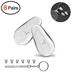 Mr.Zz Eyeglasses Nose Pads, Upgraded Soft Silicone Air Chamber Eyeglass Nose Pads, 6 Pairs of Screw-in 15mm Glasses Nose Pad Set with Screws and Micro Screwdriver
