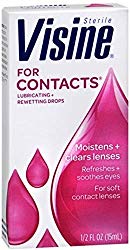 Visine For Contacts Lubricating + Rewetting Drops, Sterile Refreshing & Rewetting Drops for Daily and Soft Contact Lenses, Thimerosal-Free, 0.5 fl. oz ( Pack of 4)