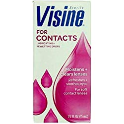 Visine For Contacts Lubricating + Rewetting Drops, Sterile Refreshing & Rewetting Drops for Daily and Soft Contact Lenses, Thimerosal-Free, 0.5 fl. oz ( Pack of 6)