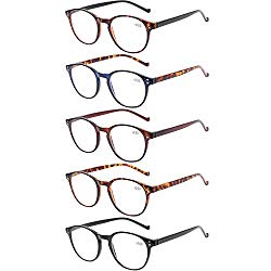 5 Pairs Reading Glasses – Standard Fit Spring Hinge Readers Glasses for Men and Women (5 Pack Mix Color, 2.00)