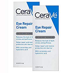 CeraVe Eye Repair Cream | 2 Pack (0.5 Ounce each) | Eye Cream for Dark Circles and Puffiness | Fragrance Free