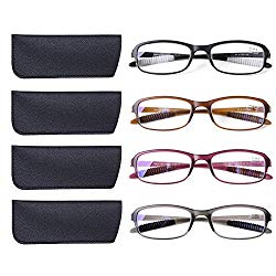 DOOViC 4 Pack Computer Reading Glasses Blue Light Blocking Anti Eyestrain Flexible Lightweight Readers for Women Men 2.0 Strength