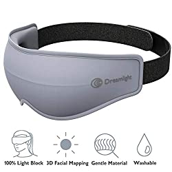 DREAMLIGHT Ease Lite 3D Sleep Mask Silk for Women and Men, 100% Light Blocking Eye Mask Blinders for Sleeping,Dark Circles,Puffy Eyes,Dry Eyes,Travel,Washable Soft Sleeping Mask (Gray)