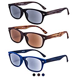 EYEGUARD 3 Pack Unisex Classic of Style Sunglasses Readers UV400 Protection Outdoor Reading Glasses for Men and Women 2.00 – Not Bifocals