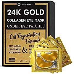 Gold Collagen Eye Masks – Under-Eye Hydrogel Patches 15 pairs – Anti-Wrinkle & Dark Circles – Puffy Eyes & Under Eye Bags Treatment – Cell Regenerating, Nourishing and Hydrating – Made in USA