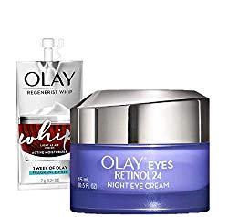 Olay Regenerist Retinol Eye Cream, Retinol 24 Night Eye Cream, 0.5oz + 1 Week Of Whip Face Moisturizer Travel/Trial Size