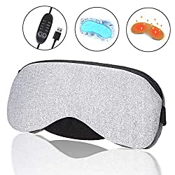 Portable Cold and Hot USB Heated Steam Eye Mask + Reusable Ice Gels for Sleeping, Eye Puffiness, Dry Eye, Tired Eyes, and Eye Bag with Time and Temperature Control, Best Mother’s Day Gift